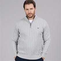 Crew Clothing Mens Oarsmen 1/2 Zip Jumper Mid Grey Marl