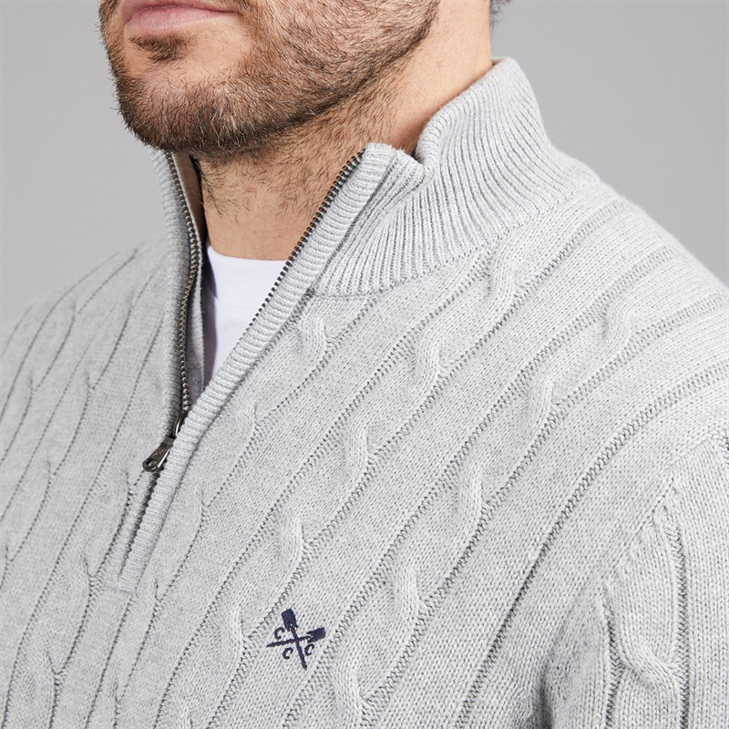 Crew Clothing Mens Oarsmen 1/2 Zip Jumper Mid Grey Marl