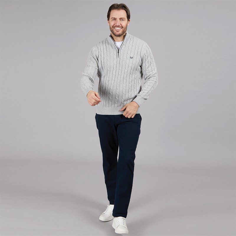 Crew Clothing Mens Oarsmen 1/2 Zip Jumper Mid Grey Marl