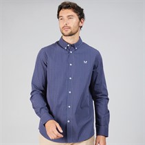 Crew Clothing Mens Tattersall Checked Poplin Shirt Heritage Navy/Blue Light