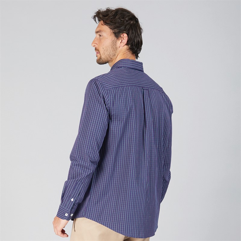 Crew Clothing Mens Tattersall Checked Poplin Shirt Heritage Navy/Blue Light