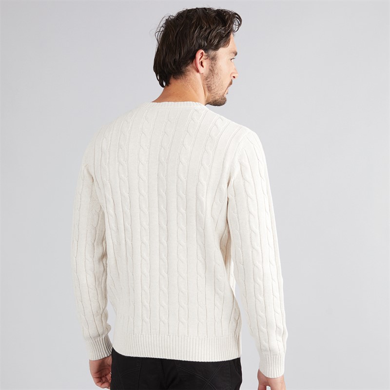 Crew Clothing Mens Oarsmen Crew Neck Jumper White Sand Marl