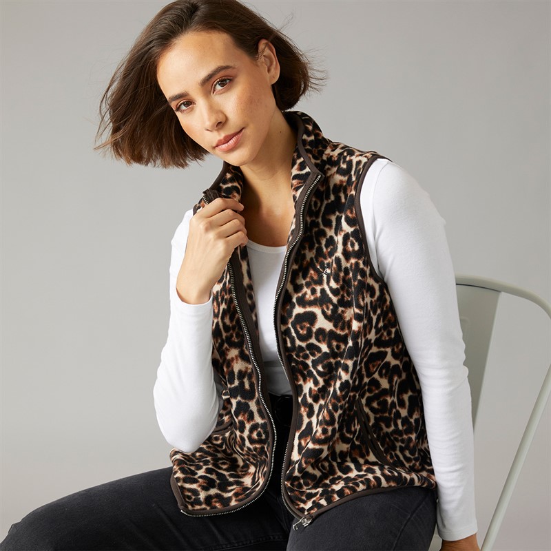Crew Clothing Womens Printed Gilet Leopard Print - Size 10