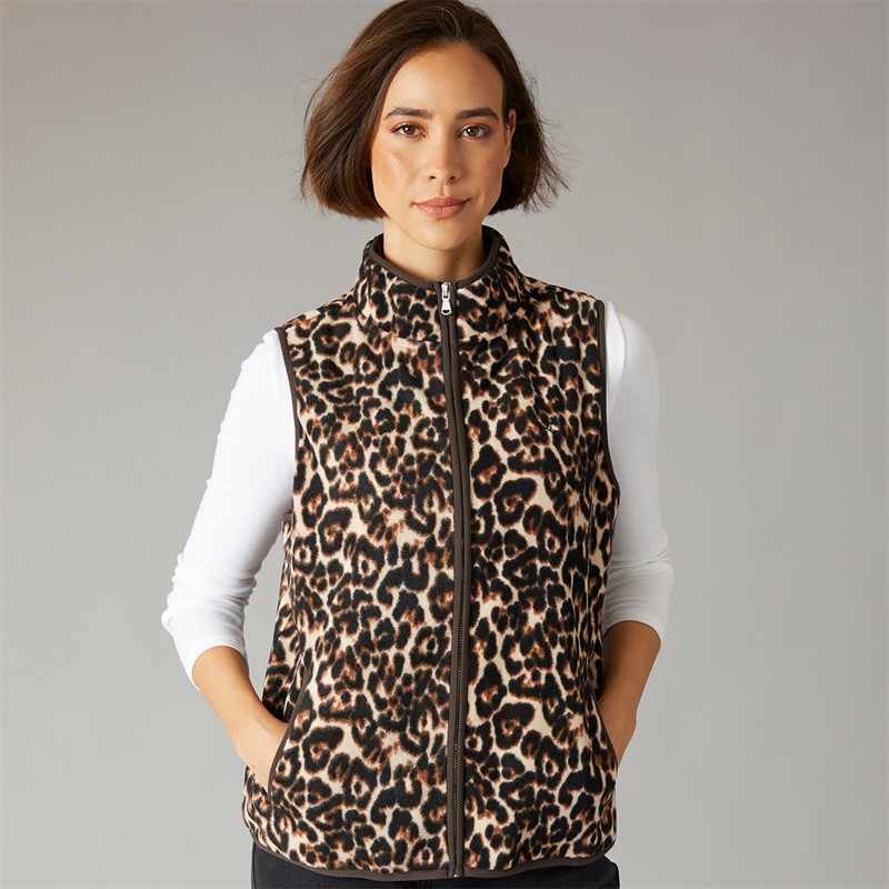 Crew Clothing Womens Printed Gilet Leopard Print