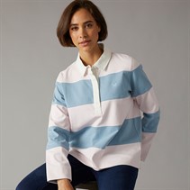 Crew Clothing Womens Stripe Rugby Shirt Cradle Pink/Ashley Blue Stripe