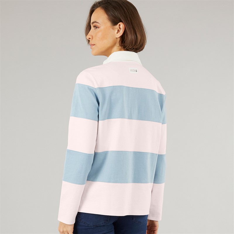 Crew Clothing Womens Stripe Rugby Shirt Cradle Pink/Ashley Blue Stripe