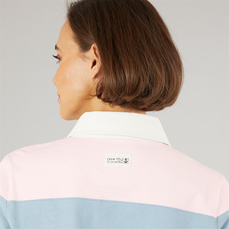 Crew Clothing Womens Stripe Rugby Shirt Cradle Pink/Ashley Blue Stripe