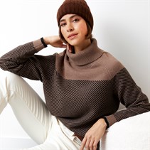 Crew Clothing Womens Jacquard Roll Neck Jumper Neutral