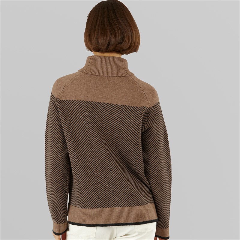 Crew Clothing Womens Jacquard Roll Neck Jumper Neutral
