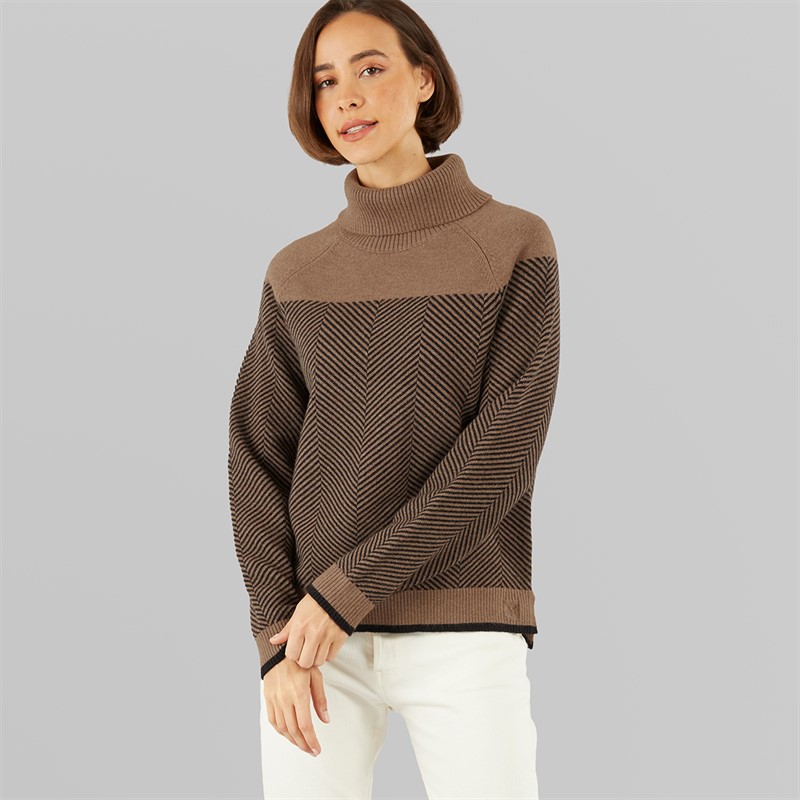 Crew Clothing Womens Jacquard Roll Neck Jumper Neutral