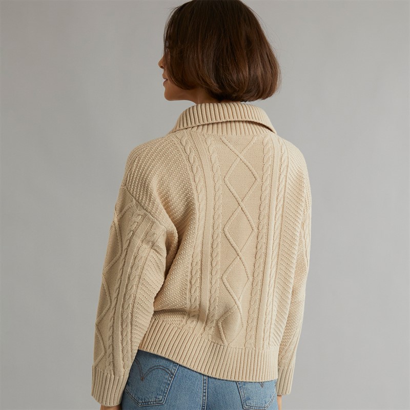 Crew Clothing Womens Button Neck Collared Jumper Rainyday Marl