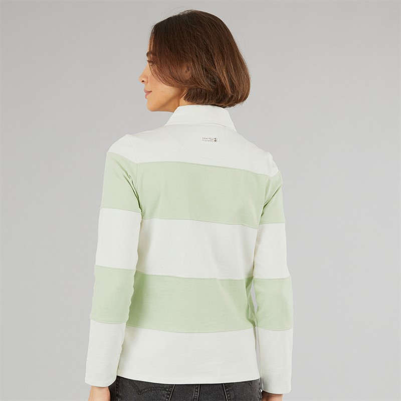 Crew Clothing Womens Stripe Rugby Shirt Seafoam White