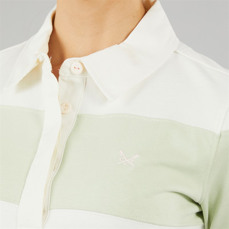 Crew Clothing Womens Stripe Rugby Shirt Seafoam White