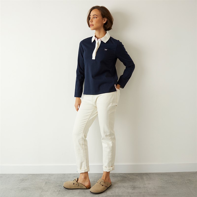 Crew Clothing Womens Stripe Rugby Shirt Heritage Navy