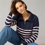 Crew Clothing Womens Half Zip Collared Jumper Navyrose Shadow