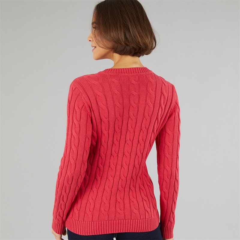 Crew Clothing Womens Chunky Cable Jumper Rasberrywine