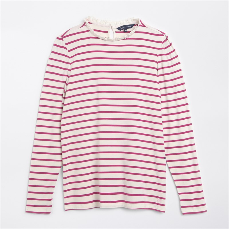 Crew Clothing Womens Frill Detail Top Magenta Haze/White