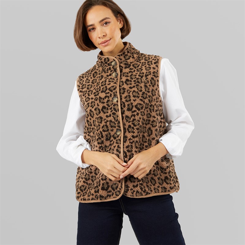 Crew Clothing Womens Borg Gilet Leopard