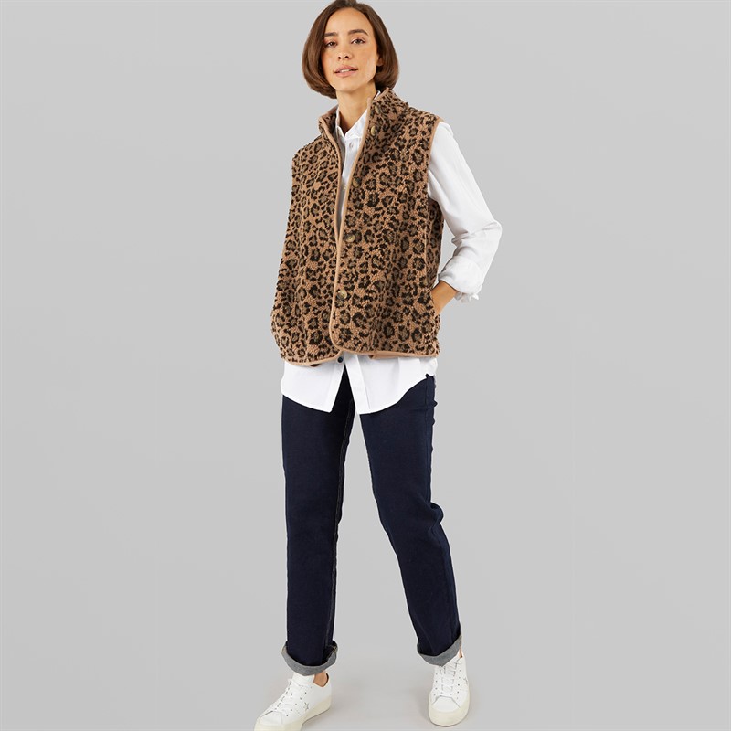 Crew Clothing Womens Borg Gilet Leopard