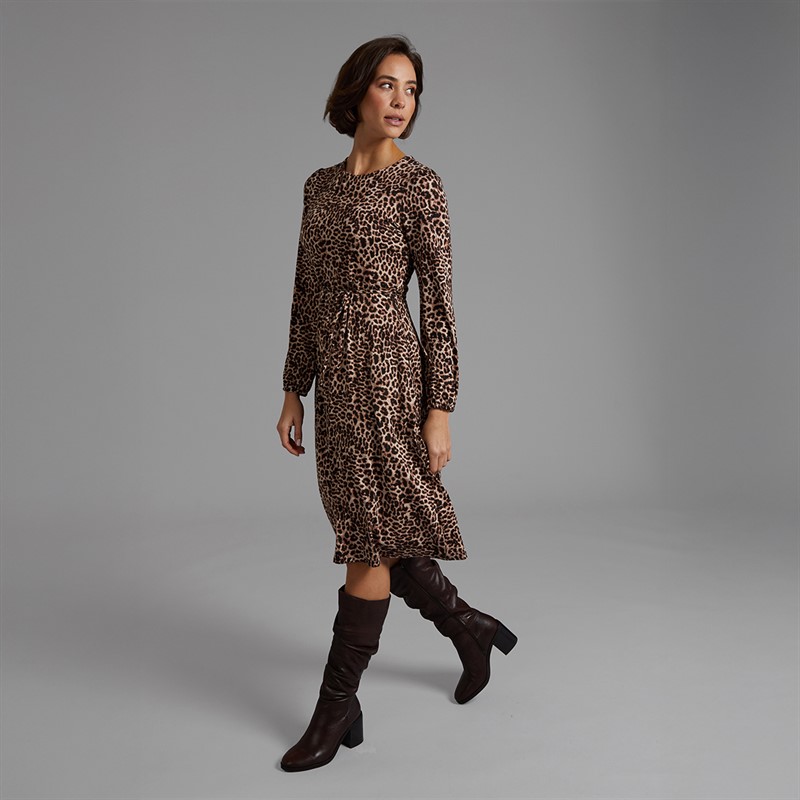 Crew Clothing Womens Printed Dress Leopard Print