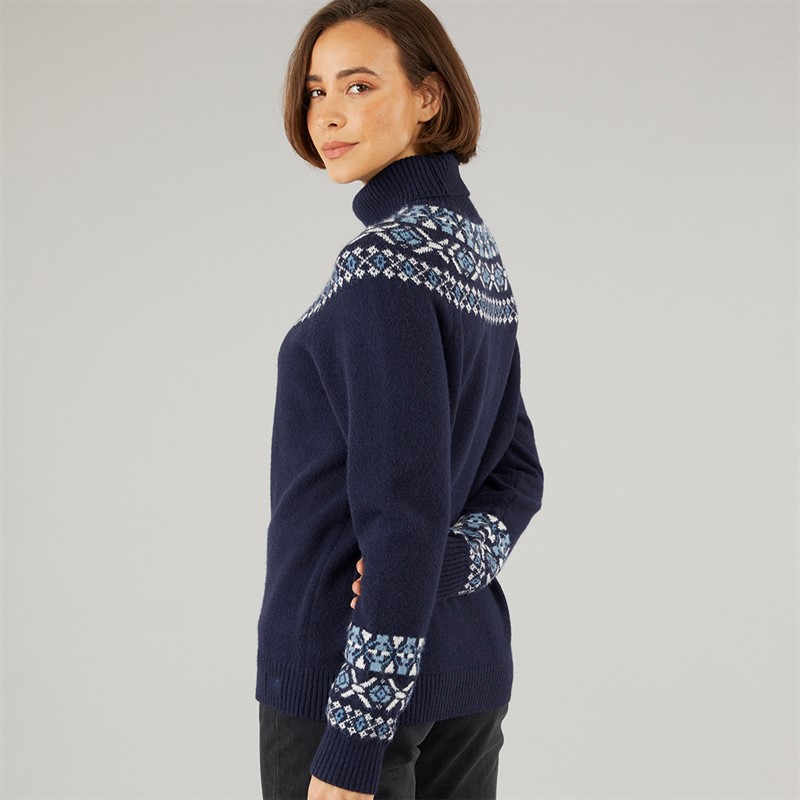 Crew Clothing Womens Fairisle Roll Neck Jumper Mediblue