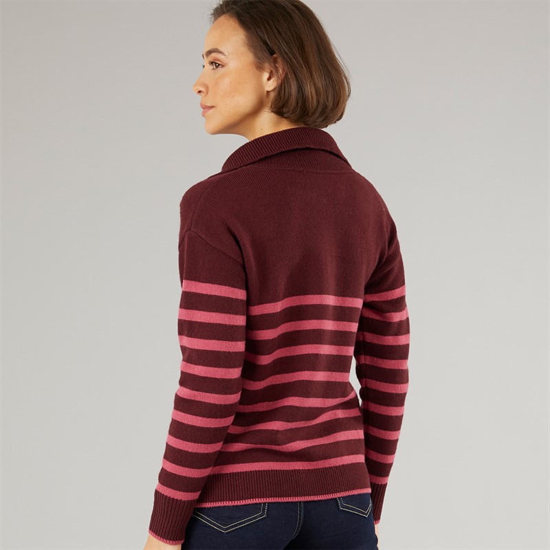 Crew Clothing Womens Half Zip Collared Jumper Port Royal/Malaga Pink