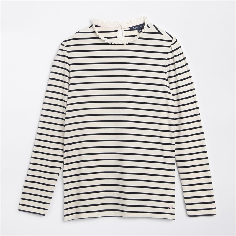 Crew Clothing Womens Frill Detail Top White/Navy White / Navy