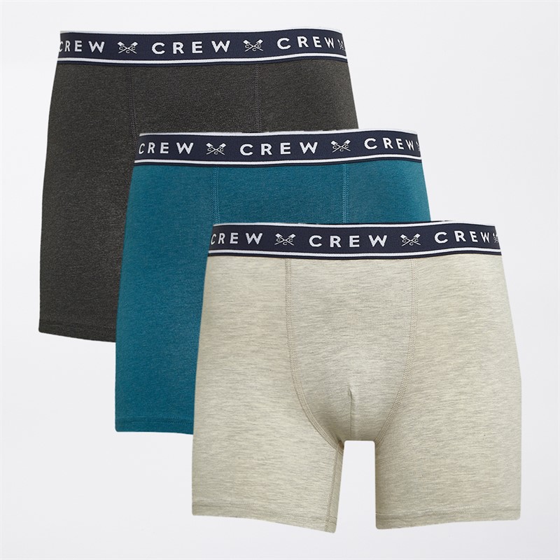 Crew Clothing Mens Three Pack Solid Boxers Star Gazer Marl/Rainy Day Marl/Dark Grey Marl