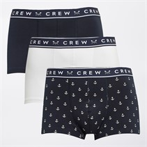 Crew Clothing Mens Three Pack Anchor Print Boxers Navy/White