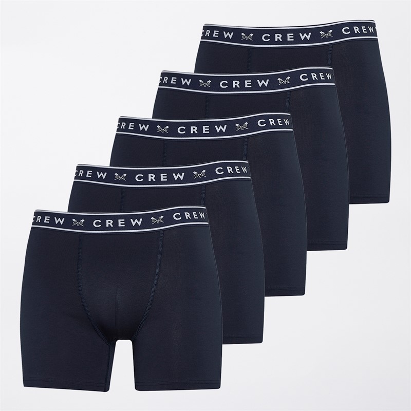 Crew Clothing Mens Five Pack Boxer Shorts Navy