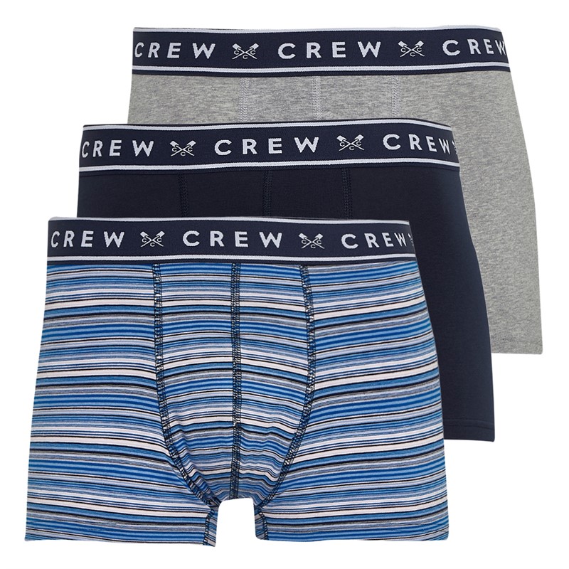 Crew Clothing Mens Three Pack Multi Stripe Boxers Green