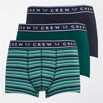 Crew Clothing Mens Three Pack Multi Stripe Boxers Green