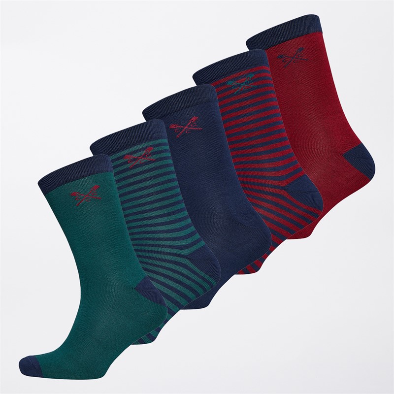 Crew Clothing Mens Five Pack Bamboo Socks Gift Set Greens