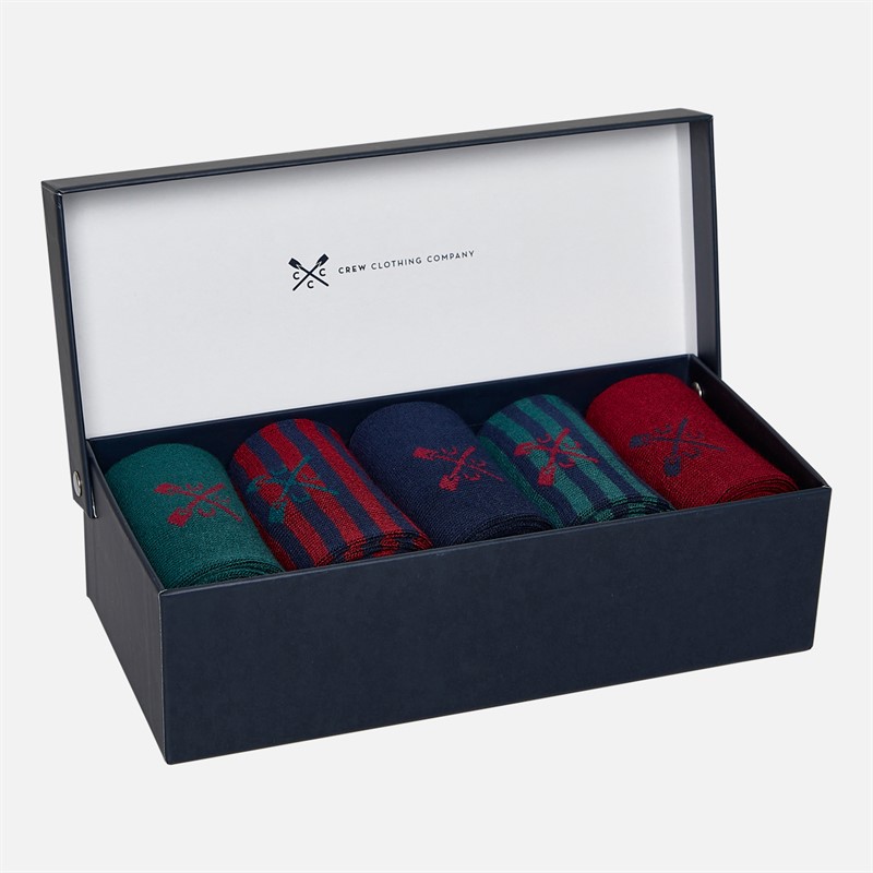 Crew Clothing Mens Five Pack Bamboo Socks Gift Set Greens