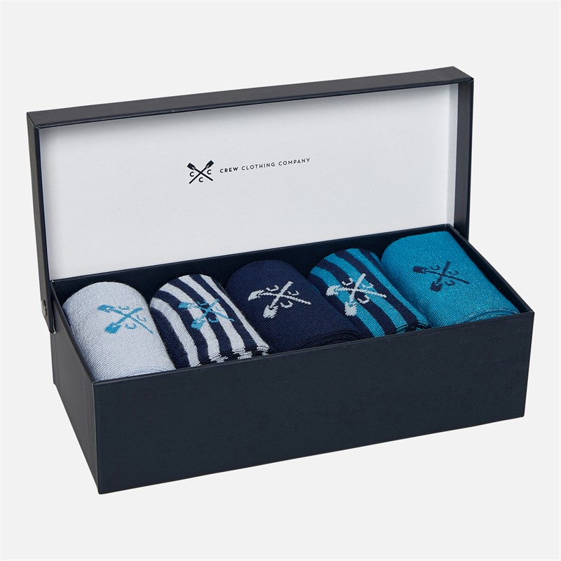 Crew Clothing Mens Five Pack Bamboo Socks Gift Set Blues