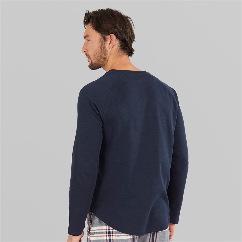 Crew Clothing Mens Regular Fit Waffle Long Sleeve Top Heritage Navy