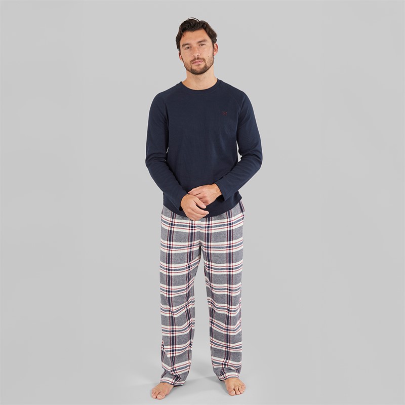 Crew Clothing Mens Regular Fit Waffle Long Sleeve Top Heritage Navy