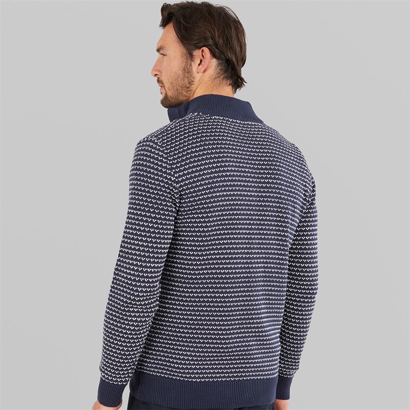 Crew Clothing Mens Button Neck Birdseye Jumper Navyppyrs