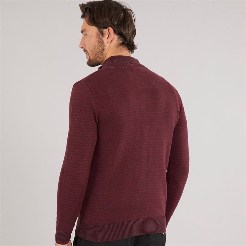 Crew Clothing Mens Button Neck Birdseye Jumper Winerhubrb