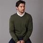Crew Clothing Mens V-Neck Cotton Jumper Heritage Olive