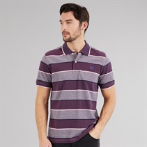 Crew Clothing Mens Oxford Stripe Polo Shirt Purple Potion/Heritage Navy/Cameo Pink