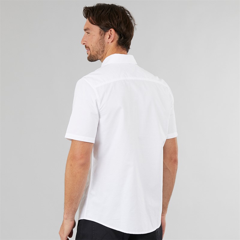 Crew Clothing Mens Short Sleeve Oxford Shirt Optic White