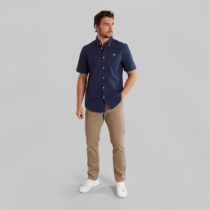 Crew Clothing Mens Short Sleeve Oxford Shirt Heritage Navy