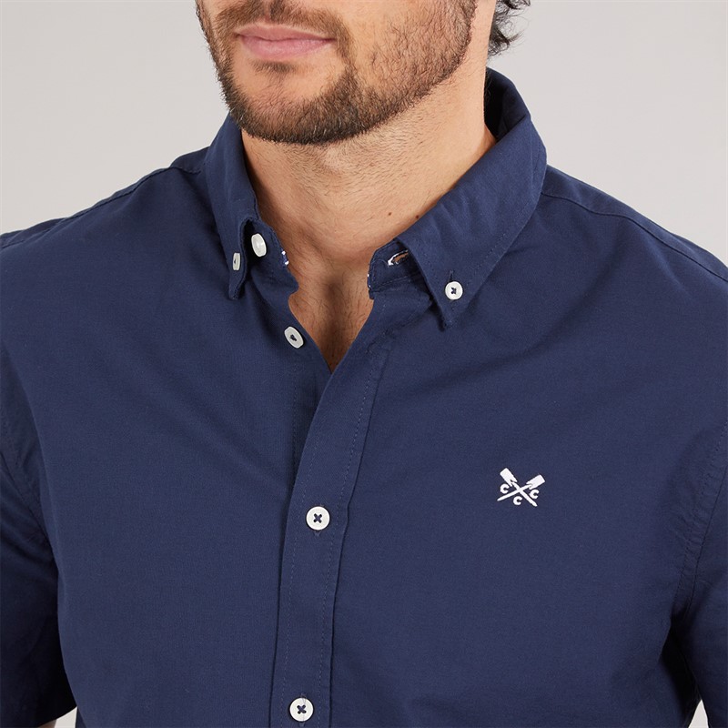 Crew Clothing Mens Short Sleeve Oxford Shirt Heritage Navy