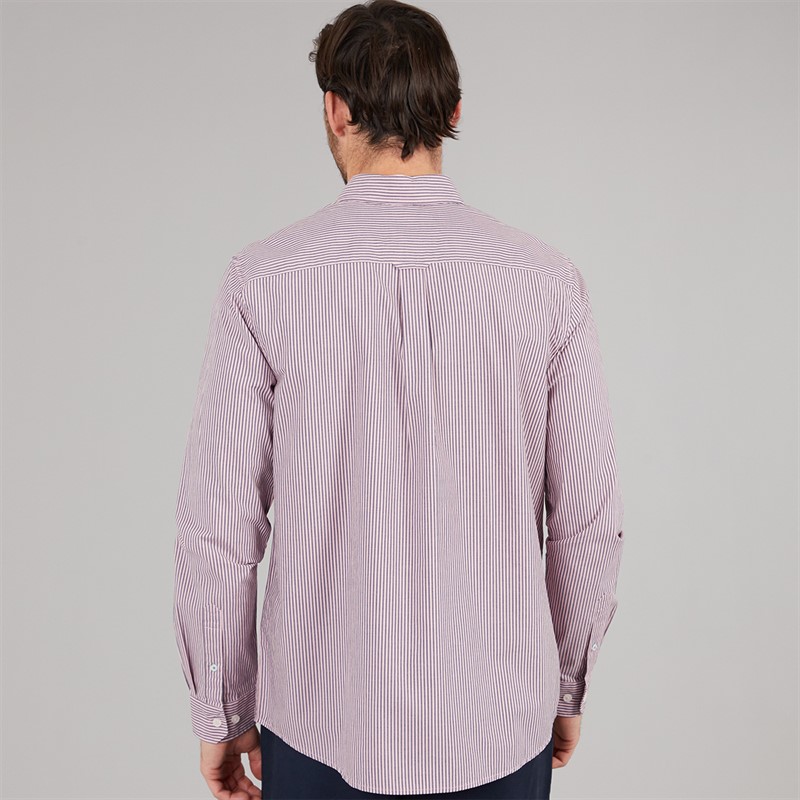 Crew Clothing Mens Classic Fit Stripe Poplin Shirt Heritage Navy/Cameo Pink