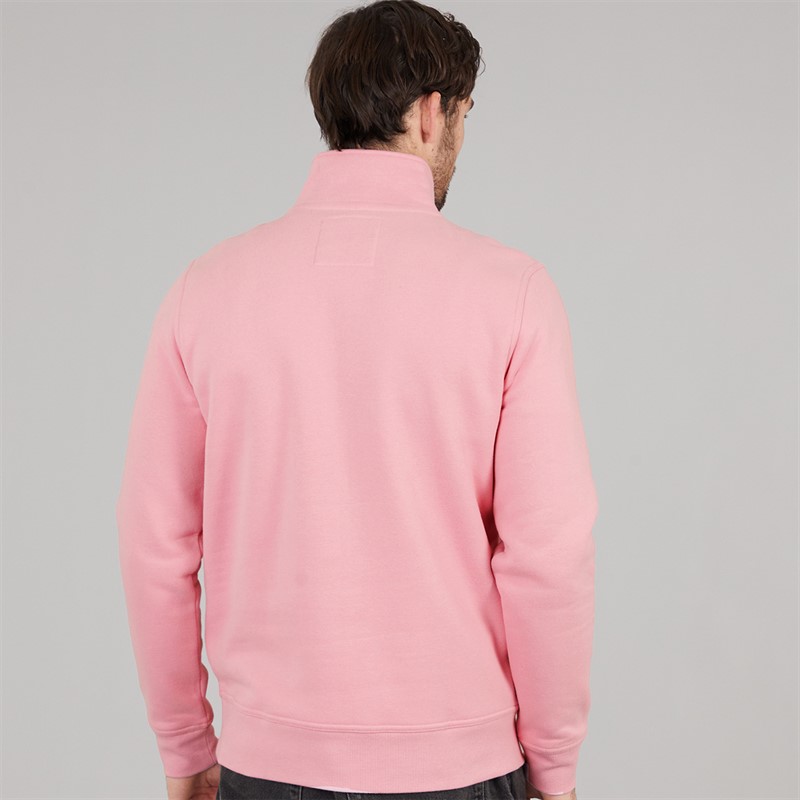 Crew Clothing Mens Half Zip Solid Sweatshirt Cameo Pink
