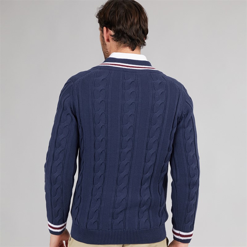Crew Clothing Mens Cricket Jumper Heritage Navy/Zinfandel