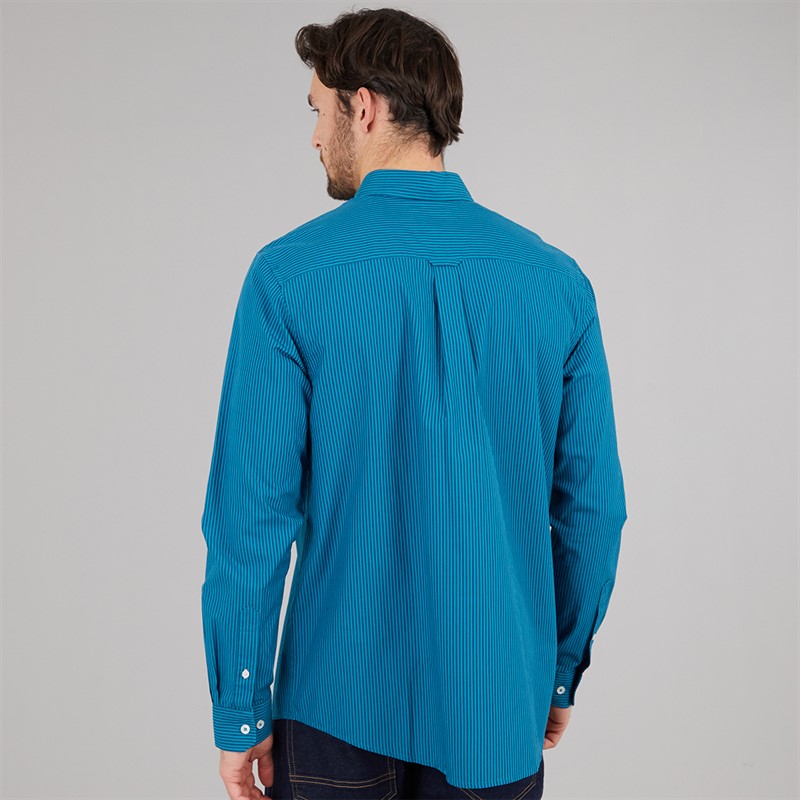 Crew Clothing Mens Classic Fit Stripe Poplin Shirt Heritage Navy/Ocean Depths