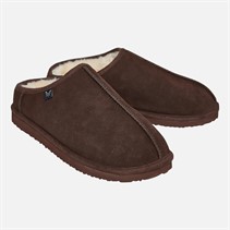 Crew Clothing Mens Suede Low Back Slippers Chocolate
