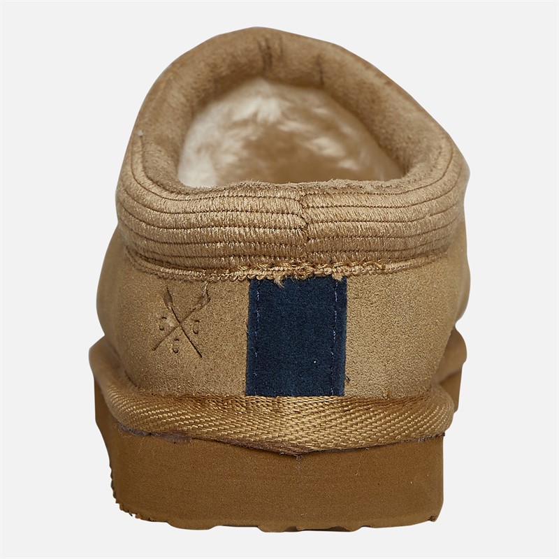 Crew Clothing Womens Suede Butt Seam Slippers Tan